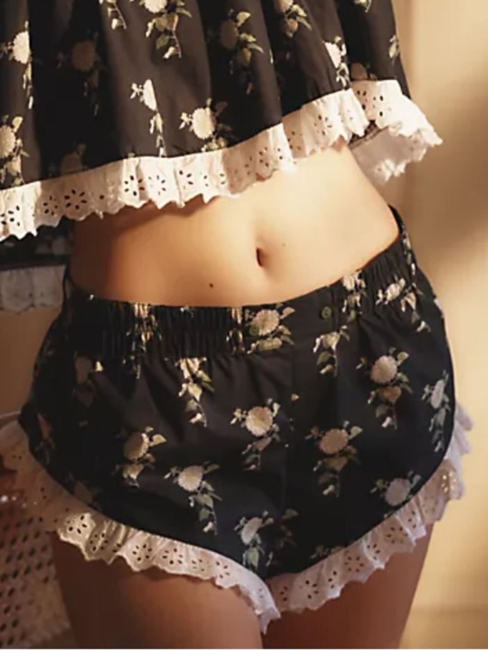 Anthropologie Eyelet Micro Pyjama Shorts- M